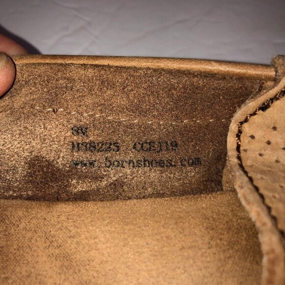 Born Mens Size 8 M Tan Leather Slip On Loafers Driving Shoes Moccasins - Picture 10 of 16